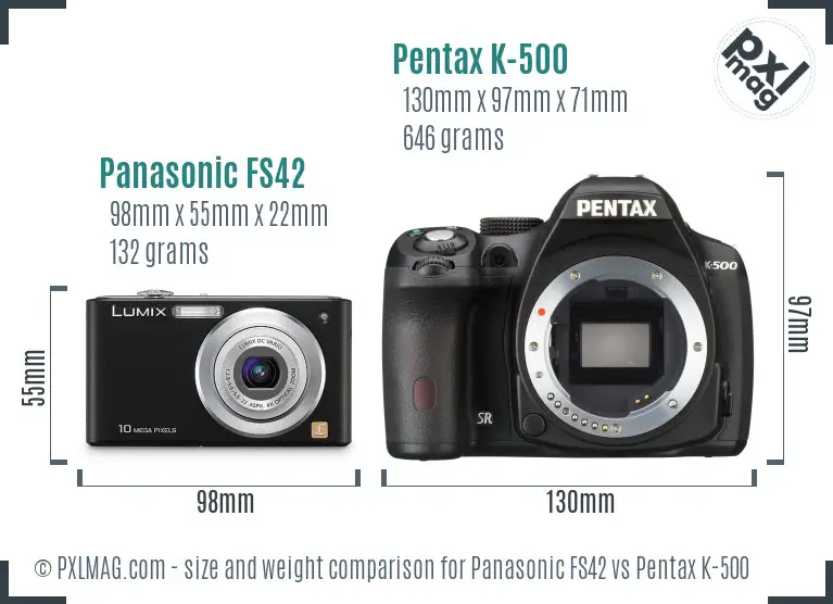 Panasonic FS42 vs Pentax K-500 size comparison