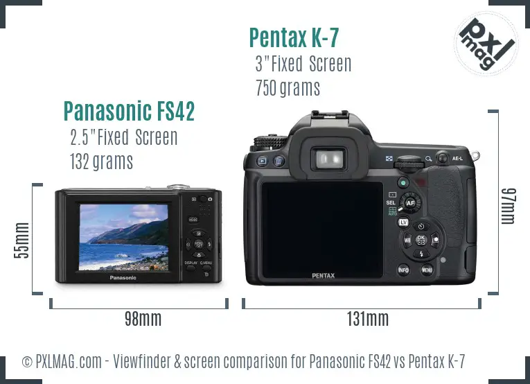 Panasonic FS42 vs Pentax K-7 Screen and Viewfinder comparison