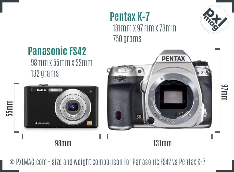 Panasonic FS42 vs Pentax K-7 size comparison