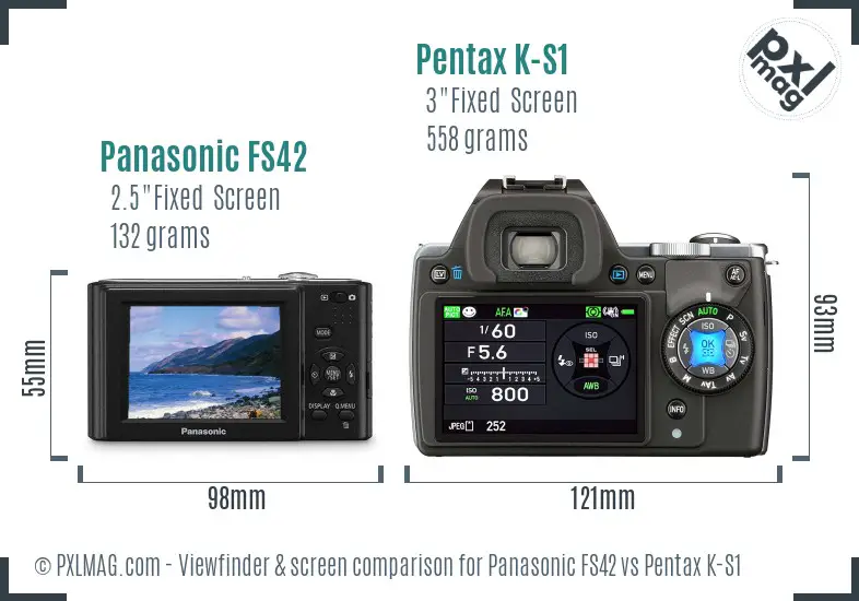 Panasonic FS42 vs Pentax K-S1 Screen and Viewfinder comparison