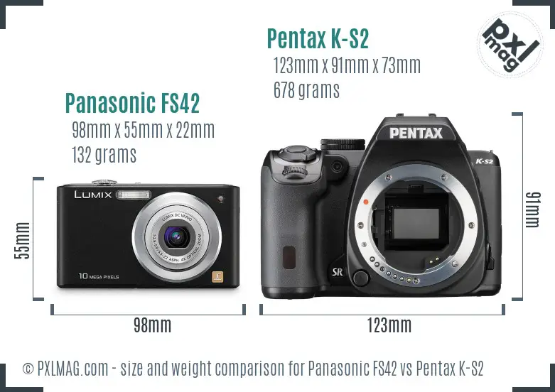 Panasonic FS42 vs Pentax K-S2 size comparison