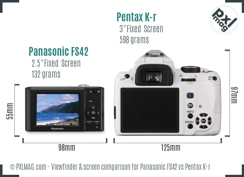 Panasonic FS42 vs Pentax K-r Screen and Viewfinder comparison