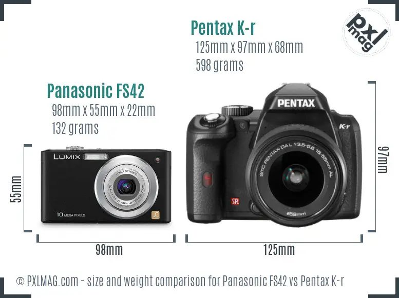 Panasonic FS42 vs Pentax K-r size comparison