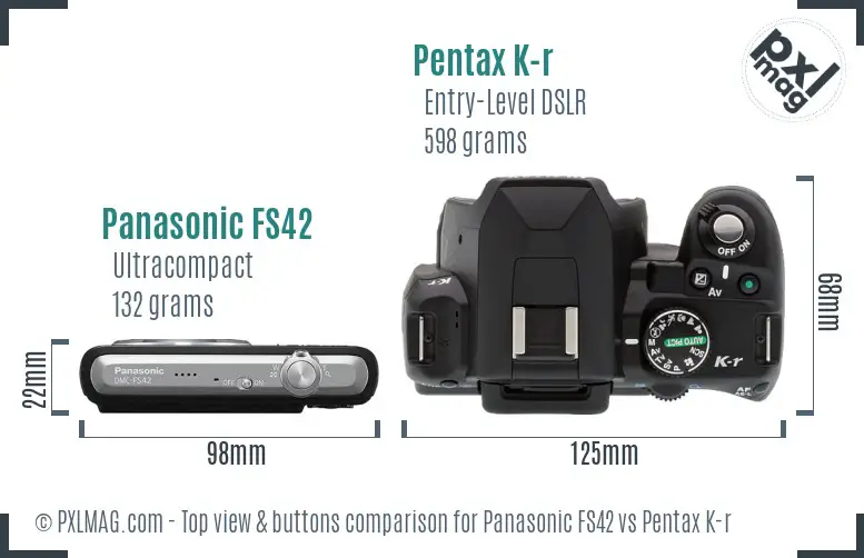 Panasonic FS42 vs Pentax K-r top view buttons comparison