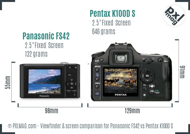 Panasonic FS42 vs Pentax K100D S Screen and Viewfinder comparison