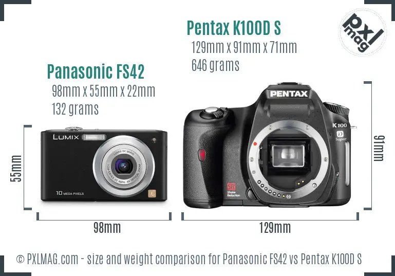 Panasonic FS42 vs Pentax K100D S size comparison