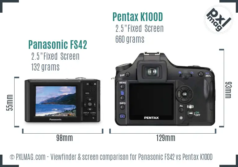 Panasonic FS42 vs Pentax K100D Screen and Viewfinder comparison