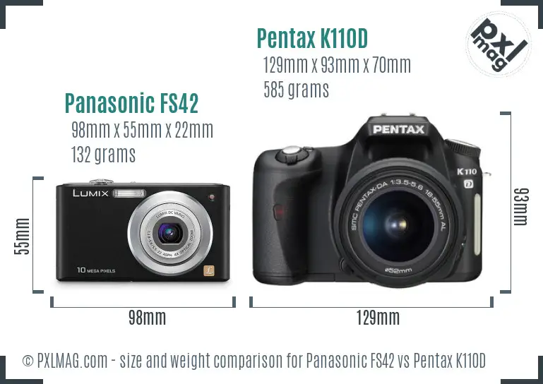 Panasonic FS42 vs Pentax K110D size comparison
