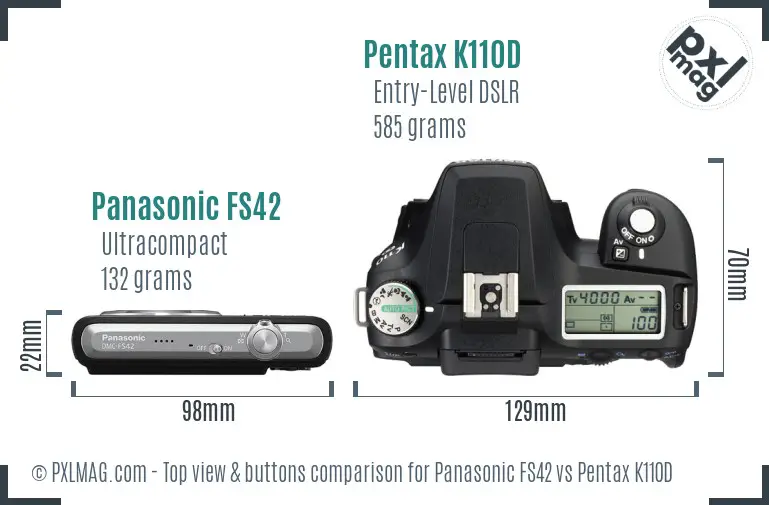 Panasonic FS42 vs Pentax K110D top view buttons comparison