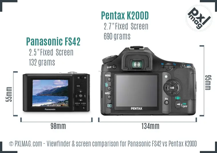 Panasonic FS42 vs Pentax K200D Screen and Viewfinder comparison