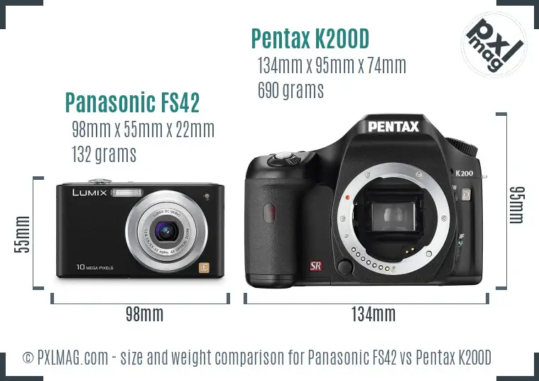 Panasonic FS42 vs Pentax K200D size comparison