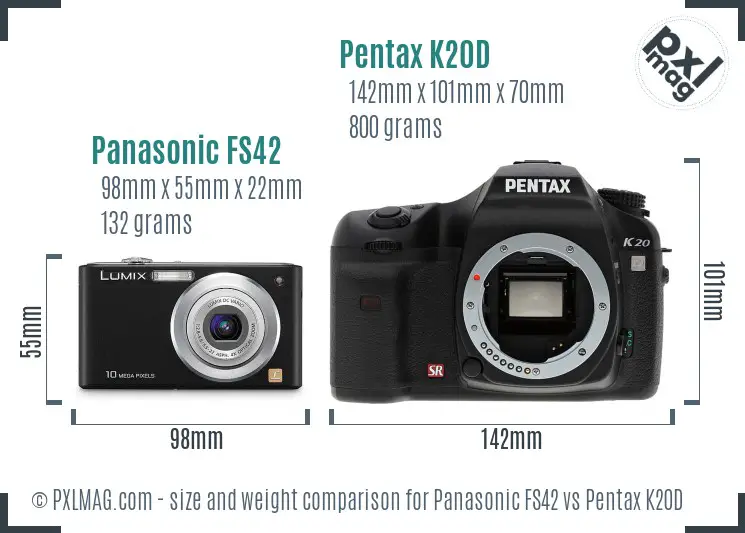Panasonic FS42 vs Pentax K20D size comparison