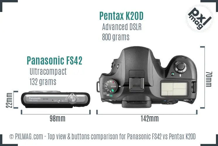 Panasonic FS42 vs Pentax K20D top view buttons comparison
