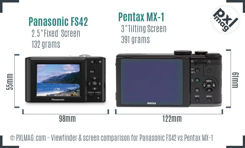 Panasonic FS42 vs Pentax MX-1 Screen and Viewfinder comparison