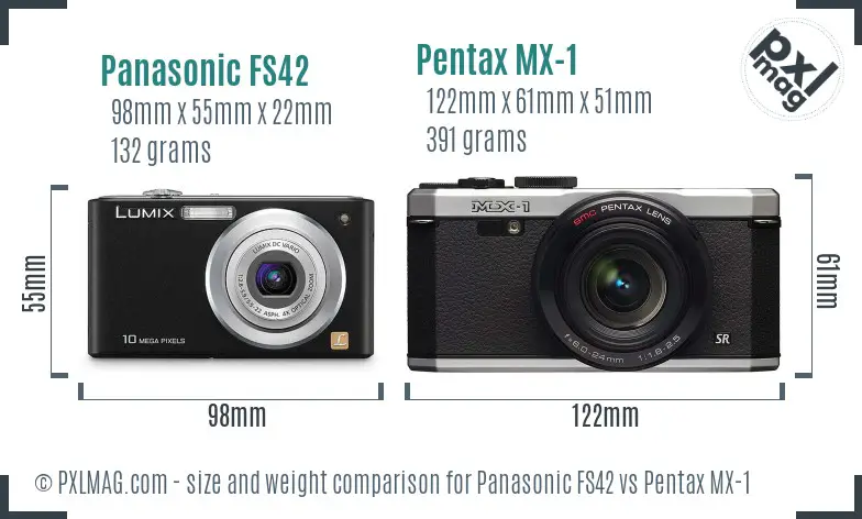 Panasonic FS42 vs Pentax MX-1 size comparison