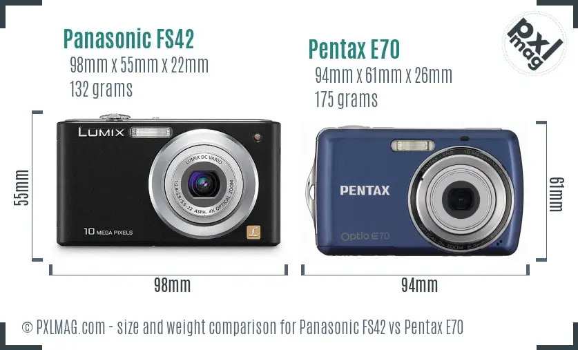 Panasonic FS42 vs Pentax E70 size comparison