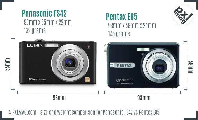 Panasonic FS42 vs Pentax E85 size comparison