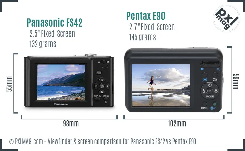 Panasonic FS42 vs Pentax E90 Screen and Viewfinder comparison