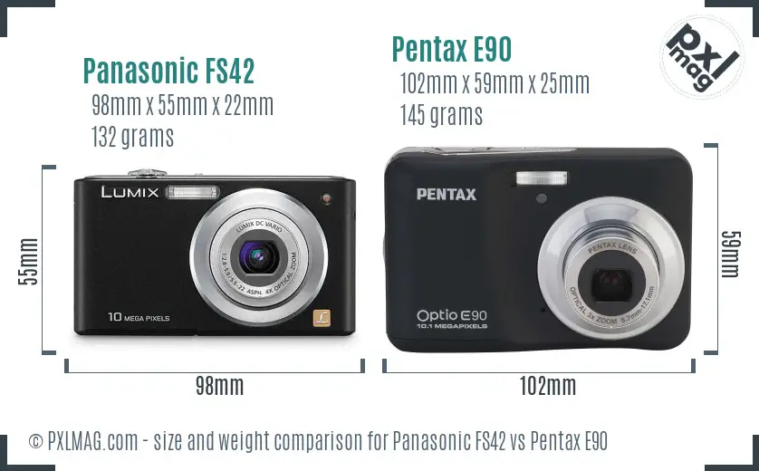 Panasonic FS42 vs Pentax E90 size comparison