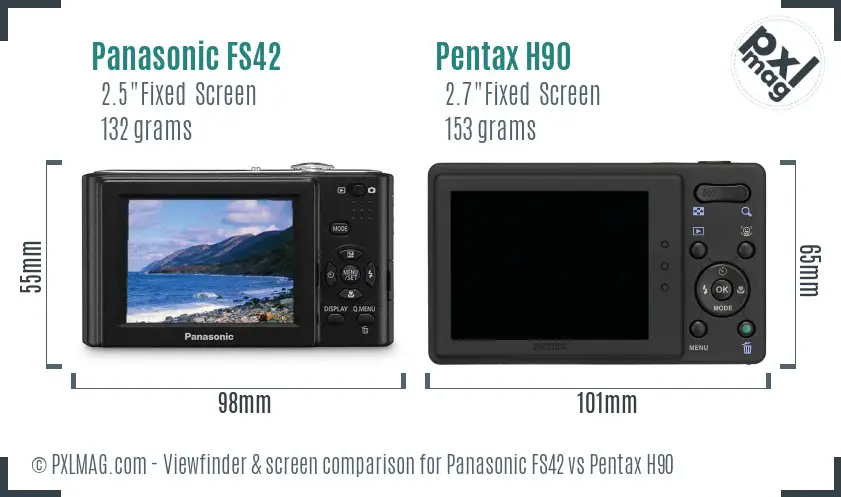 Panasonic FS42 vs Pentax H90 Screen and Viewfinder comparison