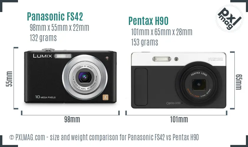 Panasonic FS42 vs Pentax H90 size comparison