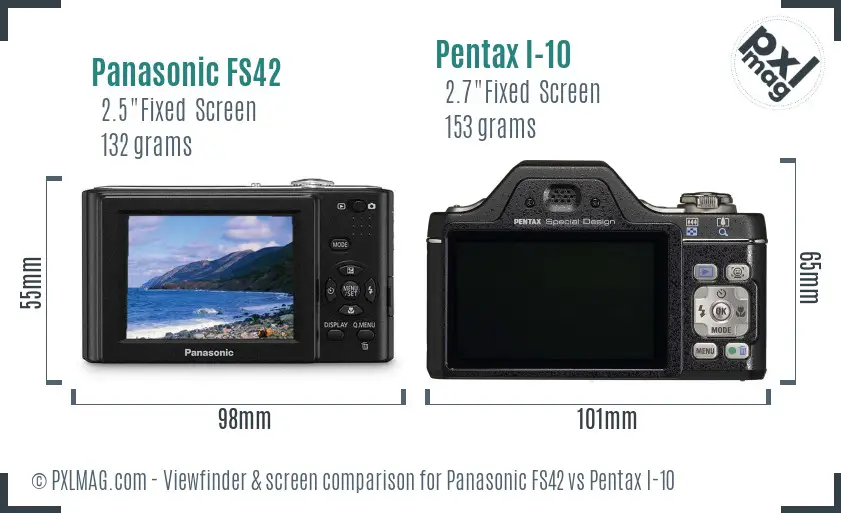 Panasonic FS42 vs Pentax I-10 Screen and Viewfinder comparison