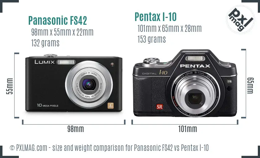 Panasonic FS42 vs Pentax I-10 size comparison