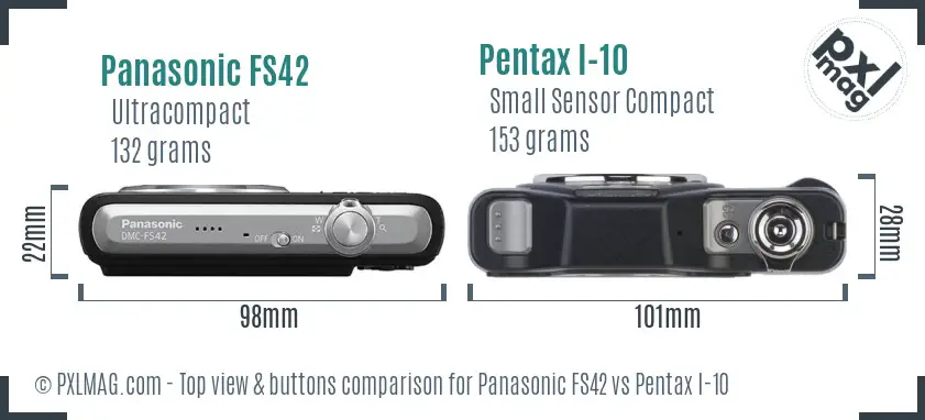 Panasonic FS42 vs Pentax I-10 top view buttons comparison