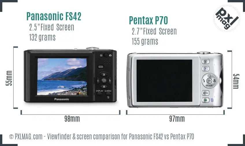 Panasonic FS42 vs Pentax P70 Screen and Viewfinder comparison