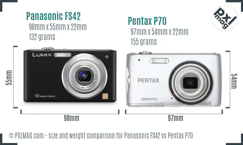 Panasonic FS42 vs Pentax P70 size comparison