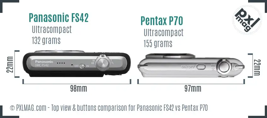 Panasonic FS42 vs Pentax P70 top view buttons comparison