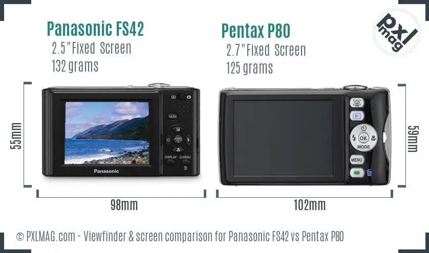 Panasonic FS42 vs Pentax P80 Screen and Viewfinder comparison