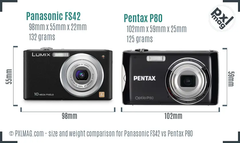 Panasonic FS42 vs Pentax P80 size comparison