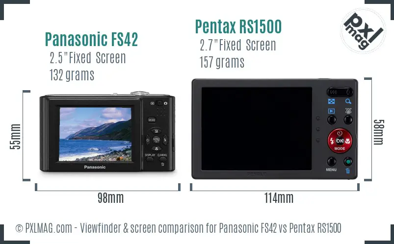 Panasonic FS42 vs Pentax RS1500 Screen and Viewfinder comparison