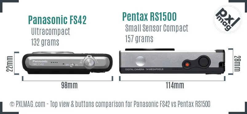 Panasonic FS42 vs Pentax RS1500 top view buttons comparison