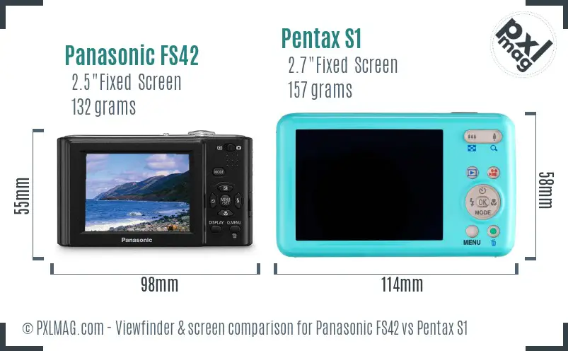 Panasonic FS42 vs Pentax S1 Screen and Viewfinder comparison
