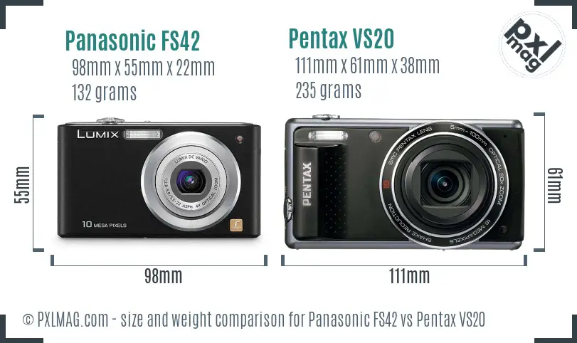 Panasonic FS42 vs Pentax VS20 size comparison