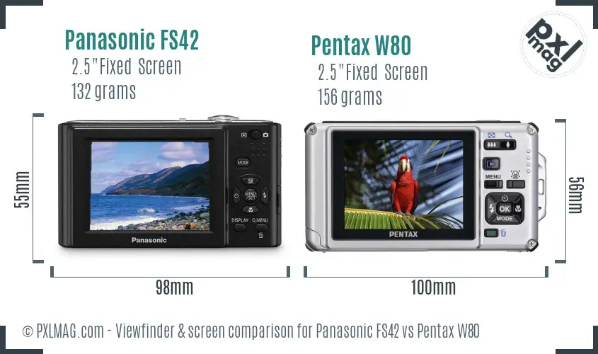 Panasonic FS42 vs Pentax W80 Screen and Viewfinder comparison