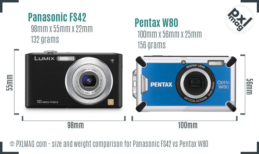 Panasonic FS42 vs Pentax W80 size comparison