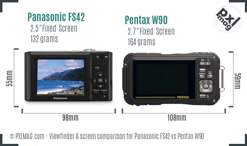 Panasonic FS42 vs Pentax W90 Screen and Viewfinder comparison