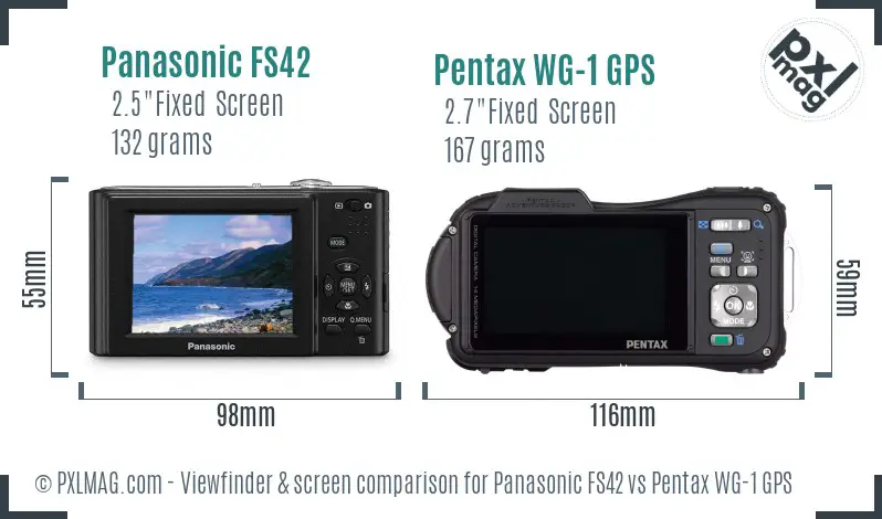 Panasonic FS42 vs Pentax WG-1 GPS Screen and Viewfinder comparison