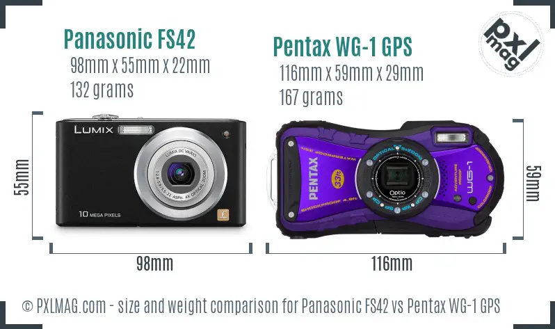 Panasonic FS42 vs Pentax WG-1 GPS size comparison