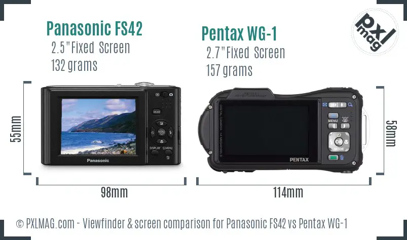 Panasonic FS42 vs Pentax WG-1 Screen and Viewfinder comparison