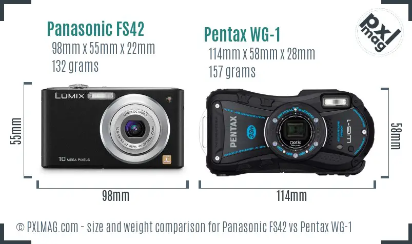 Panasonic FS42 vs Pentax WG-1 size comparison