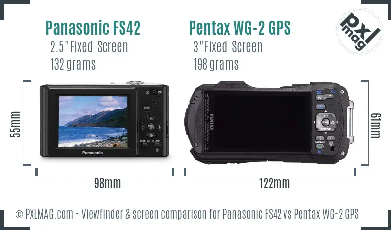Panasonic FS42 vs Pentax WG-2 GPS Screen and Viewfinder comparison