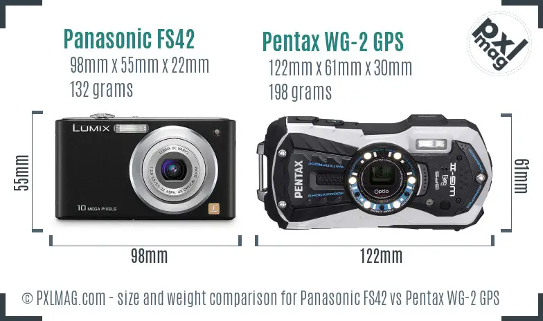 Panasonic FS42 vs Pentax WG-2 GPS size comparison