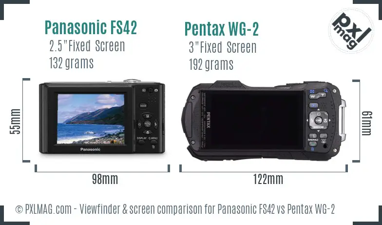Panasonic FS42 vs Pentax WG-2 Screen and Viewfinder comparison