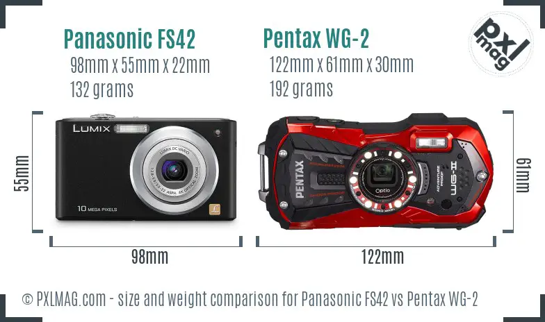Panasonic FS42 vs Pentax WG-2 size comparison