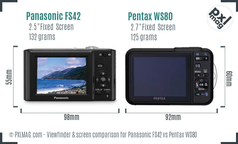 Panasonic FS42 vs Pentax WS80 Screen and Viewfinder comparison