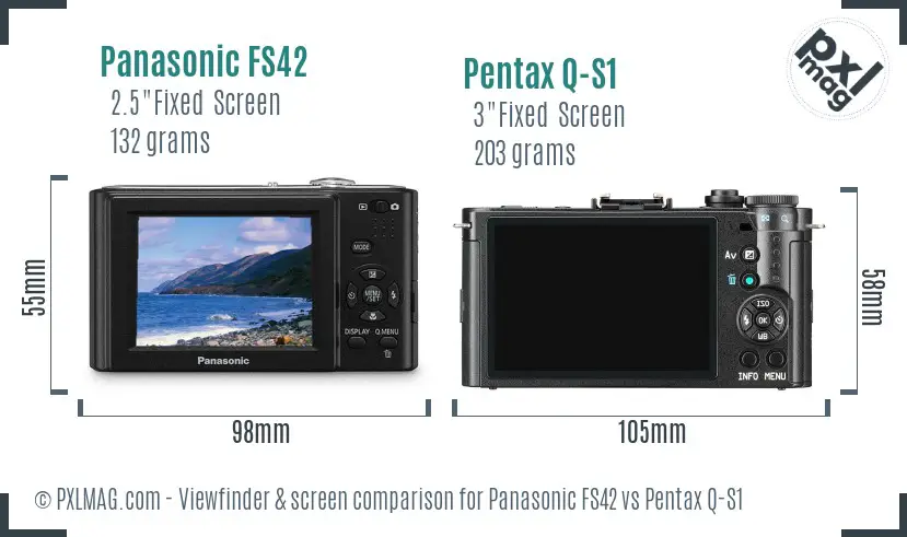 Panasonic FS42 vs Pentax Q-S1 Screen and Viewfinder comparison